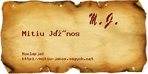 Mitiu János névjegykártya